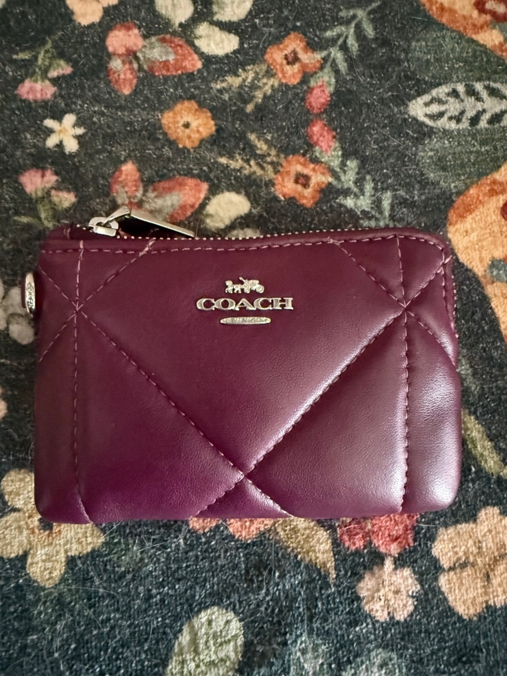 Coach Corner Zip Wristlet in Puffy Leather purple New